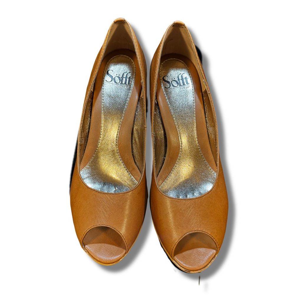 Sofft Women's Tan Peep Toe Heels